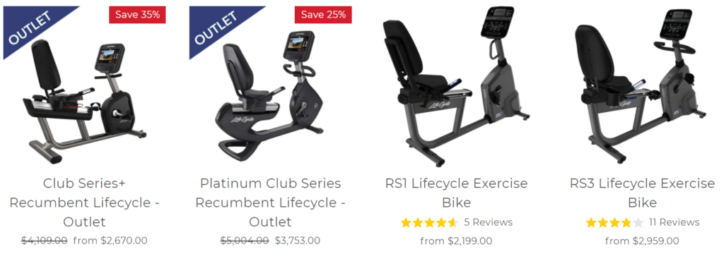 Life Fitness Recumbent Bike Range