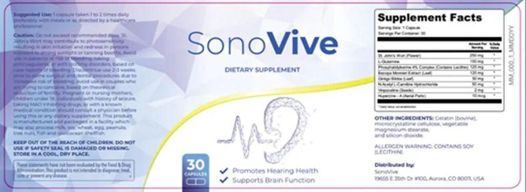sonovive ingredients