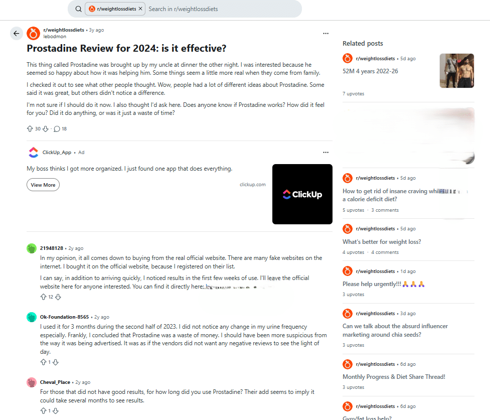 prostadine reddit discussion comments