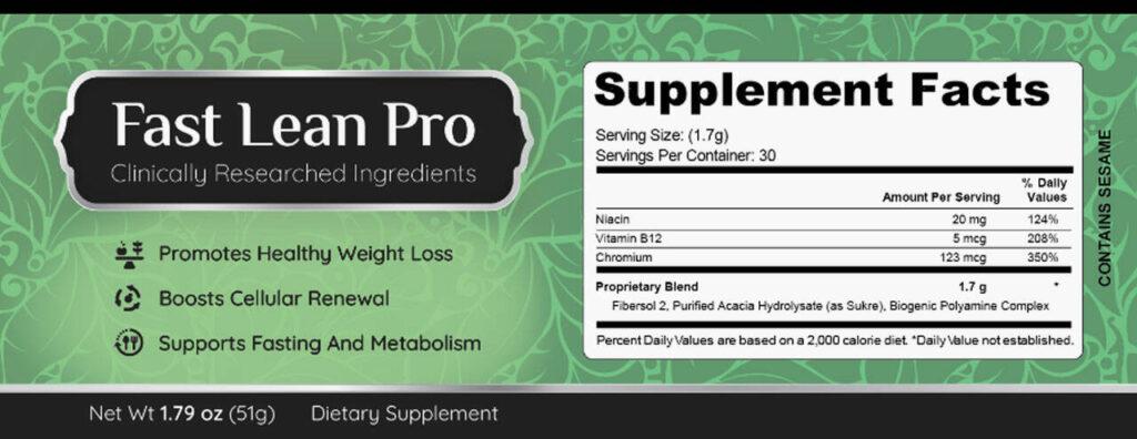 fast lean pro ingredients