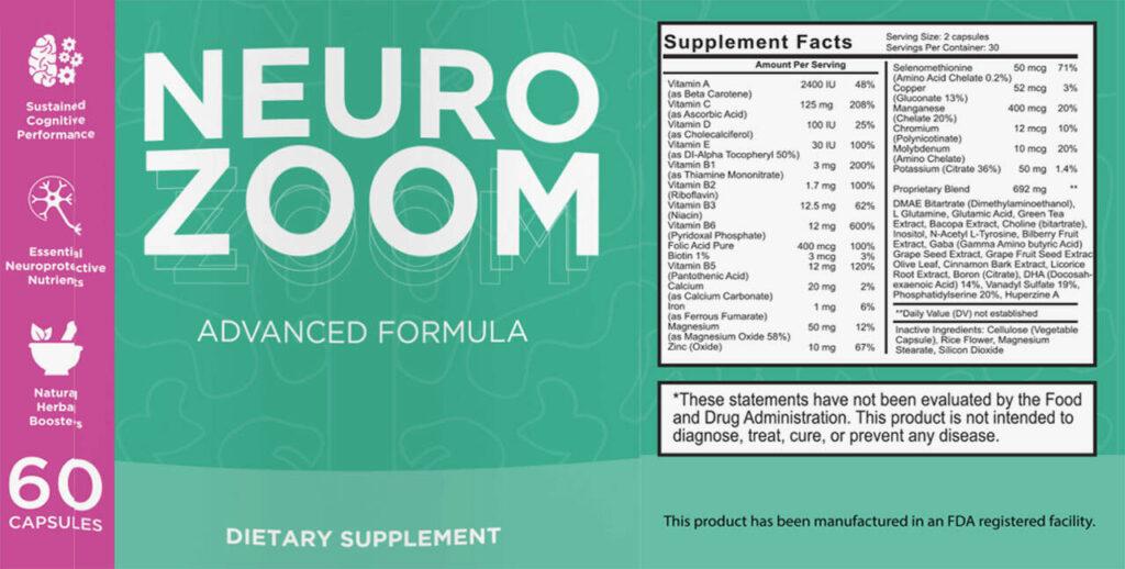 neurozoom ingredients