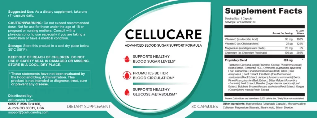 cellucare ingredients fact