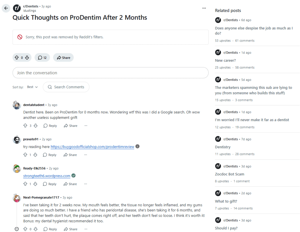 prodentim reddit discussion