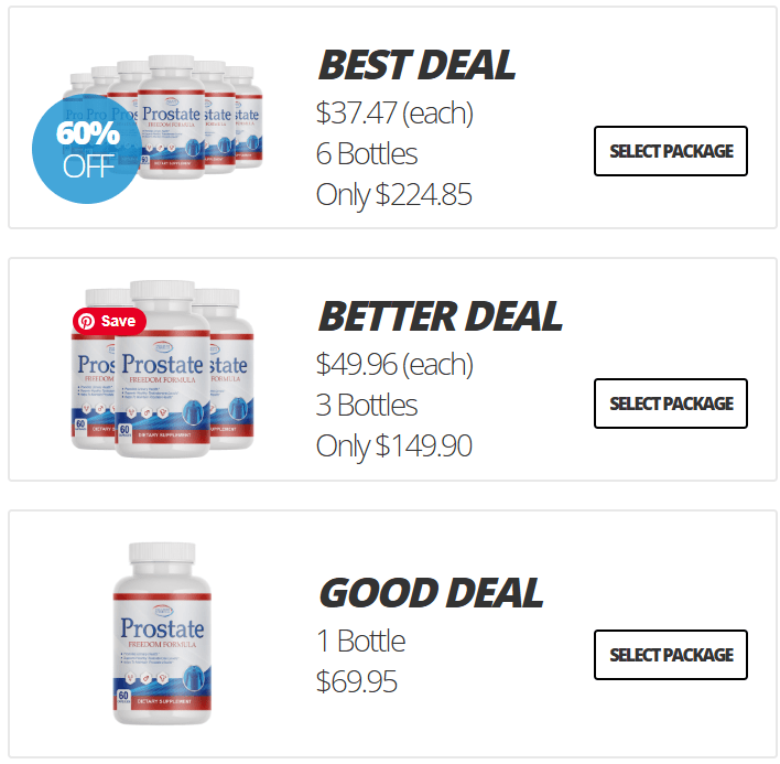 prostate freedom formula pricing