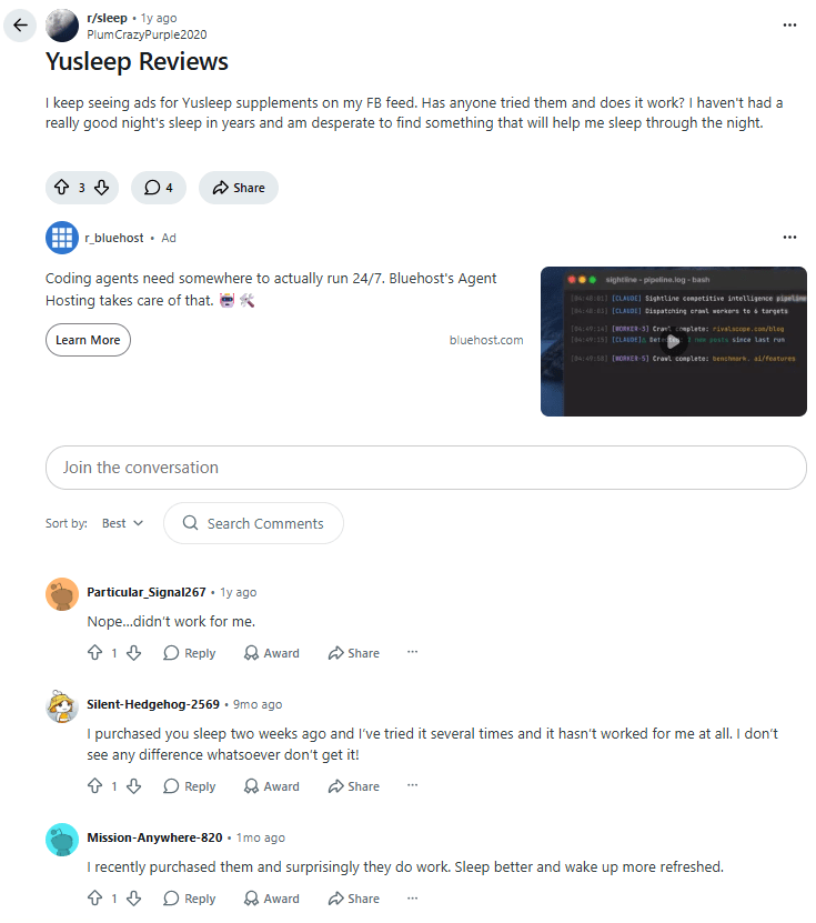 yu sleep reddit discussion