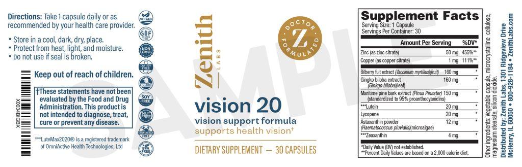 vision 20 ingredient list