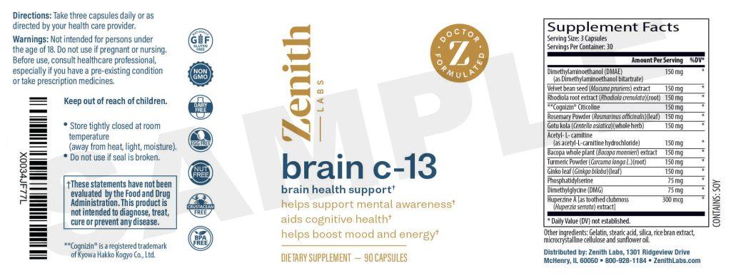 zenith lab brain c-13 ingredients